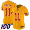 Wholesale Cheap Nike Chiefs #11 Demarcus Robinson Gold Women's Stitched NFL Limited Inverted Legend 100th Season Jersey