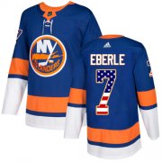 Wholesale Cheap Adidas Islanders #7 Jordan Eberle Royal Blue Home Authentic USA Flag Stitched NHL Jersey