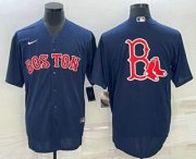 Wholesale Cheap Men's Boston Red Sox Big Logo Navy Blue Stitched MLB Cool Base Nike Jersey
