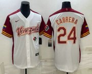 Wholesale Cheap Men's Venezuela Baseball #24 Miguel Cabrera 2023 White World Classic Stitched Jersey