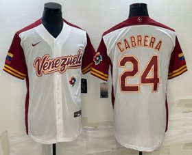 Wholesale Cheap Men\'s Venezuela Baseball #24 Miguel Cabrera 2023 White World Classic Stitched Jersey