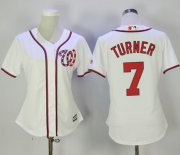 Wholesale Cheap Nationals #7 Trea Turner White Home Women's Stitched MLB Jersey
