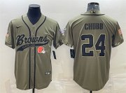 Wholesale Cheap Men's Cleveland Browns #24 Nick Chubb Olive 2022 Salute To Service Cool Base Stitched Baseball Jersey