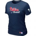 Wholesale Cheap Women's Philadelphia Phillies Nike Short Sleeve Practice MLB T-Shirt Midnight Blue