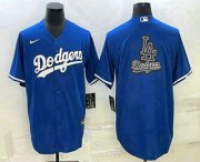 Wholesale Cheap Men's Los Angeles Dodgers Blue Team Big Logo Cool Base Stitched Baseball Jersey