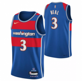 Wholesale Cheap Men\'s Washington Wizards #3 Bradley Beal Blue 75th Anniversary 2021-2022 City Edition Swingman Stitched Jersey