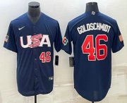 Wholesale Cheap Men's USA Baseball #46 Paul Goldschmidt Number 2023 Navy World Baseball Classic Stitched Jerseys