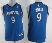 Cheap Minnesota Timberwolves #9 Ricky Rubio Blue Kids Jersey