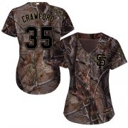 Wholesale Cheap Giants #35 Brandon Crawford Camo Realtree Collection Cool Base Women's Stitched MLB Jersey