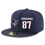 Wholesale Cheap New England Patriots #87 Rob Gronkowski Snapback Cap NFL Player Navy Blue with White Number Stitched Hat