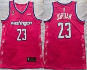 Wholesale Cheap Men's Washington Wizards #23 Michael Jordan 2022 Pink City Edition With 6 Patch Stitched Jersey With Sponsor