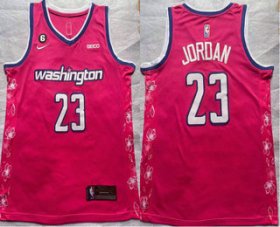 Wholesale Cheap Men\'s Washington Wizards #23 Michael Jordan 2022 Pink City Edition With 6 Patch Stitched Jersey With Sponsor