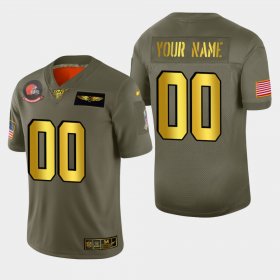 Wholesale Cheap Nike Browns Custom Men\'s Olive Gold 2019 Salute to Service NFL 100 Limited Jersey