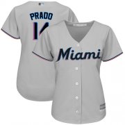 Wholesale Cheap Marlins #14 Martin Prado Grey Road Women's Stitched MLB Jersey