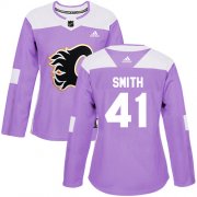Wholesale Cheap Adidas Flames #41 Mike Smith Purple Authentic Fights Cancer Women's Stitched NHL Jersey