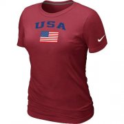 Wholesale Cheap Women's USA Olympics USA Flag Collection Locker Room T-Shirt Red