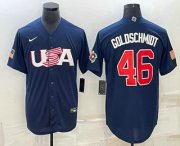 Wholesale Cheap Men's USA Baseball #46 Paul Goldschmidt 2023 Navy World Baseball Classic Stitched Jersey