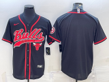 Wholesale Cheap Men's Chicago Bulls Blank Black Pinstripe With Patch Cool Base Stitched Baseball Jerseys