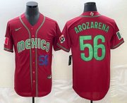 Wholesale Cheap Mens Mexico Baseball #56 Randy Arozarena Number 2023 Red World Classic Stitched Jersey