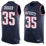 Wholesale Cheap Nike Patriots #35 Kyle Dugger Navy Blue Team Color Men's Stitched NFL Limited Tank Top Jersey