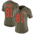 Wholesale Cheap Nike Browns #81 Austin Hooper Olive Women's Stitched NFL Limited 2017 Salute To Service Jersey