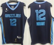 Wholesale Cheap Men's Memphis Grizzlies #12 Ja Morant Navy With NO.6 Patch Stitched Jersey