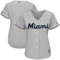 Wholesale Cheap Marlins Gray Majestic Women's Road Team Cool Base Stitched MLB Jersey