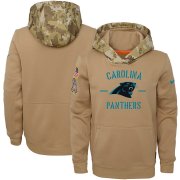 Wholesale Cheap Youth Carolina Panthers Nike Khaki 2019 Salute to Service Therma Pullover Hoodie