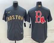Wholesale Cheap Men's Boston Red Sox Big Logo Grey 2022 All Star Stitched Cool Base Nike Jersey