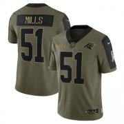 Wholesale Cheap Men's Carolina Panthers #51 Sam Mills Nike Olive 2021 Salute To Service Retired Player Limited Jersey