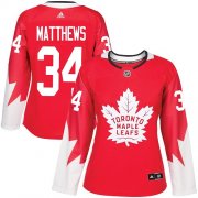 Wholesale Cheap Adidas Maple Leafs #34 Auston Matthews Red Team Canada Authentic Women's Stitched NHL Jersey