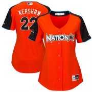 Wholesale Cheap Dodgers #22 Clayton Kershaw Orange 2017 All-Star National League Women's Stitched MLB Jersey