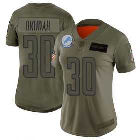 Wholesale Cheap Nike Lions #30 Jeff Okudah Camo Women\'s Stitched NFL Limited 2019 Salute To Service Jersey