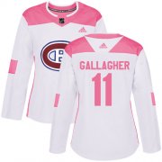 Wholesale Cheap Adidas Canadiens #11 Brendan Gallagher White/Pink Authentic Fashion Women's Stitched NHL Jersey