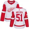 Wholesale Cheap Adidas Red Wings #51 Frans Nielsen White Road Authentic Women's Stitched NHL Jersey