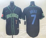 Wholesale Cheap Mens Mexico Baseball #7 Julio Urias Number 2023 Black Blue World Classic Stitched Jersey