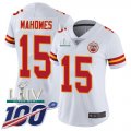 Wholesale Cheap Nike Chiefs #15 Patrick Mahomes White Super Bowl LIV 2020 Women's Stitched NFL 100th Season Vapor Untouchable Limited Jersey