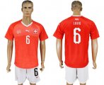 Wholesale Cheap Switzerland #6 Lang Red Home Soccer Country Jersey