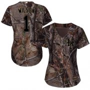 Wholesale Cheap Mets #1 Mookie Wilson Camo Realtree Collection Cool Base Women's Stitched MLB Jersey