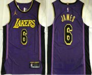 Wholesale Cheap Men's Los Angeles Lakers #6 LeBron James Purple 2022 Jordan AU Stitched Jersey