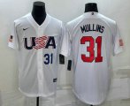 Wholesale Cheap Men's USA Baseball #31 Cedric Mullins Number 2023 White World Classic Stitched Jerseys