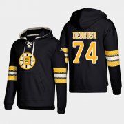 Wholesale Cheap Boston Bruins #74 Jake DeBrusk Black adidas Lace-Up Pullover Hoodie