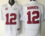 Wholesale Cheap Men's Alabama Crimson Tide #12 Joe Namath White 2016 Playoff Diamond Quest College Football Nike Limited Jersey