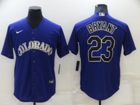Wholesale Cheap Men\'s Colorado Rockies #23 Kris Bryant Purple Stitched MLB Cool Base Nike Jersey
