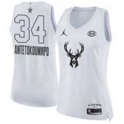 Wholesale Cheap Nike Milwaukee Bucks #34 Giannis Antetokounmpo White Women's NBA Jordan Swingman 2018 All-Star Game Jersey
