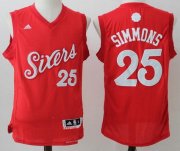Wholesale Cheap Men's Philadelphia 76ers #25 Ben Simmons Red adidas Red 2016 Christmas Day Stitched NBA Swingman Jersey