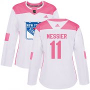 Wholesale Cheap Adidas Rangers #11 Mark Messier White/Pink Authentic Fashion Women's Stitched NHL Jersey