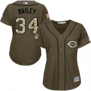 Wholesale Cheap Reds #34 Homer Bailey Green Salute to Service Women's Stitched MLB Jersey