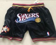 Wholesale Cheap Men's Philadelphia 76ers 1999-00 Black Just Don Shorts Swingman Shorts