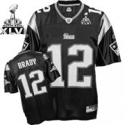 Wholesale Cheap Patriots #12 Tom Brady Black Shadow Super Bowl XLVI Embroidered NFL Jersey